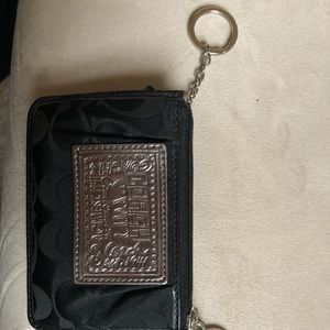 Black Coach keychain mini-wallet